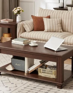 Farmhouse Coffee Tables for Living Room,Square Living Room Tables with Open Storage Shelf,Large Modern Coffee, Customized - 1503