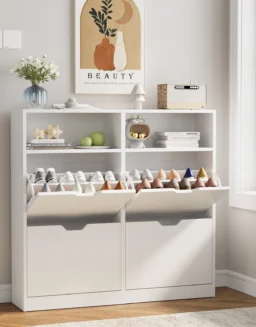 VOWNER Shoe Storage Cabinet with 4 Flip Drawers, Freestanding Shoe Cabinet - 1503