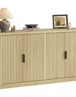 Collection Transitional Buffet Cabinet Console Cabinet Sideboard with Adjustable Shelves Fluted Doors Buffet Table Kitchen - 1503