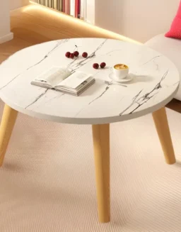 Small Table, Bedroom, Light Luxury Table, Modern Coffee Table, Living Room, Simple Small Round Table, Solid Wood - 1503